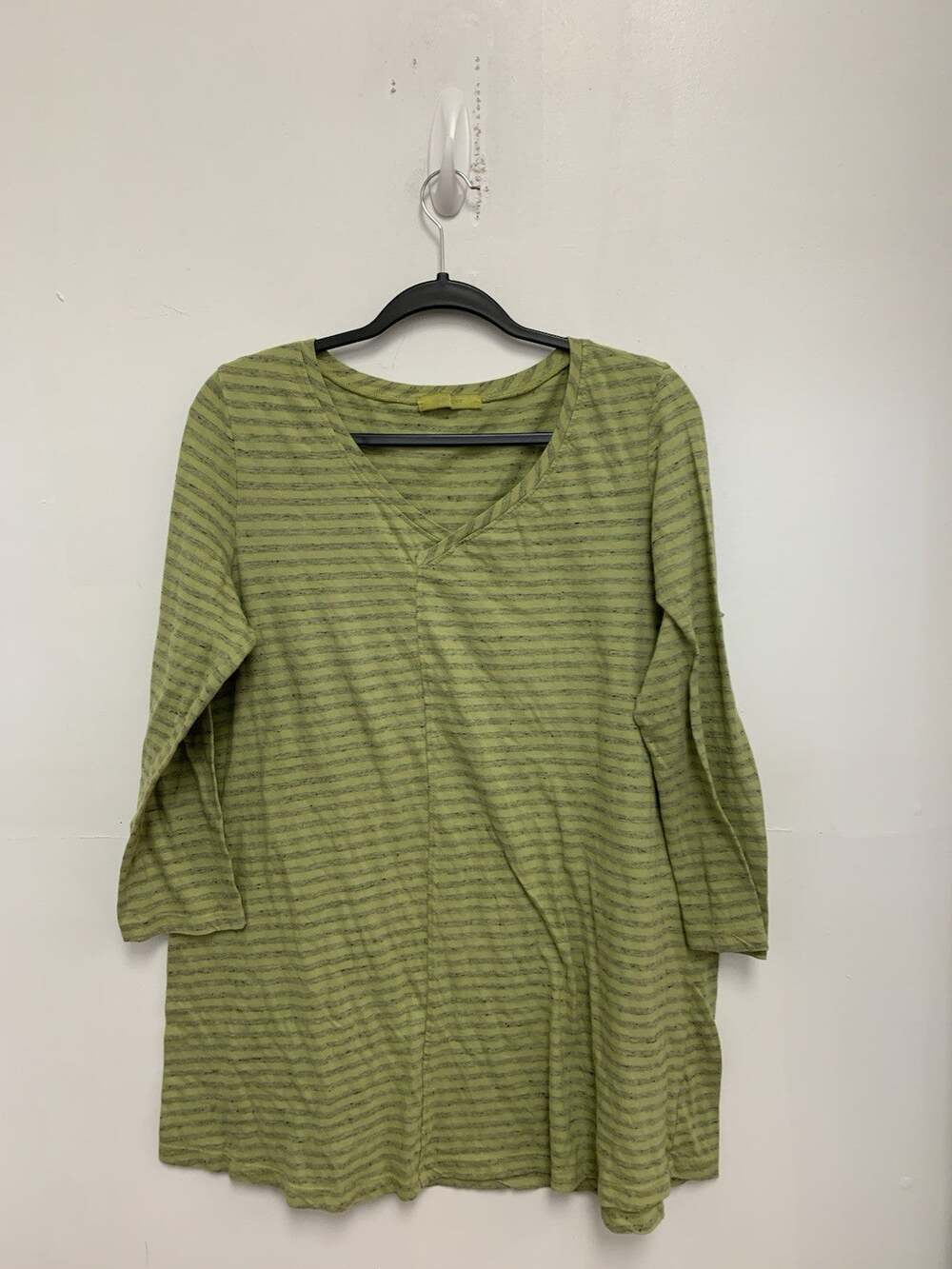 Vintage Cut Loose Green Long Sleeve Striped Shirt Size Large